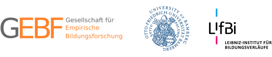 Logos der Veranstalterinnen: GEBF, Uni Bamberg, LIfBi